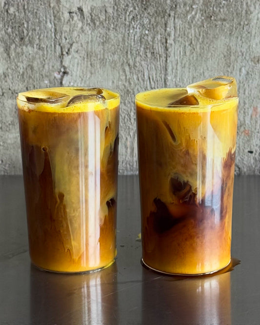 Saffron cold brew iced latte